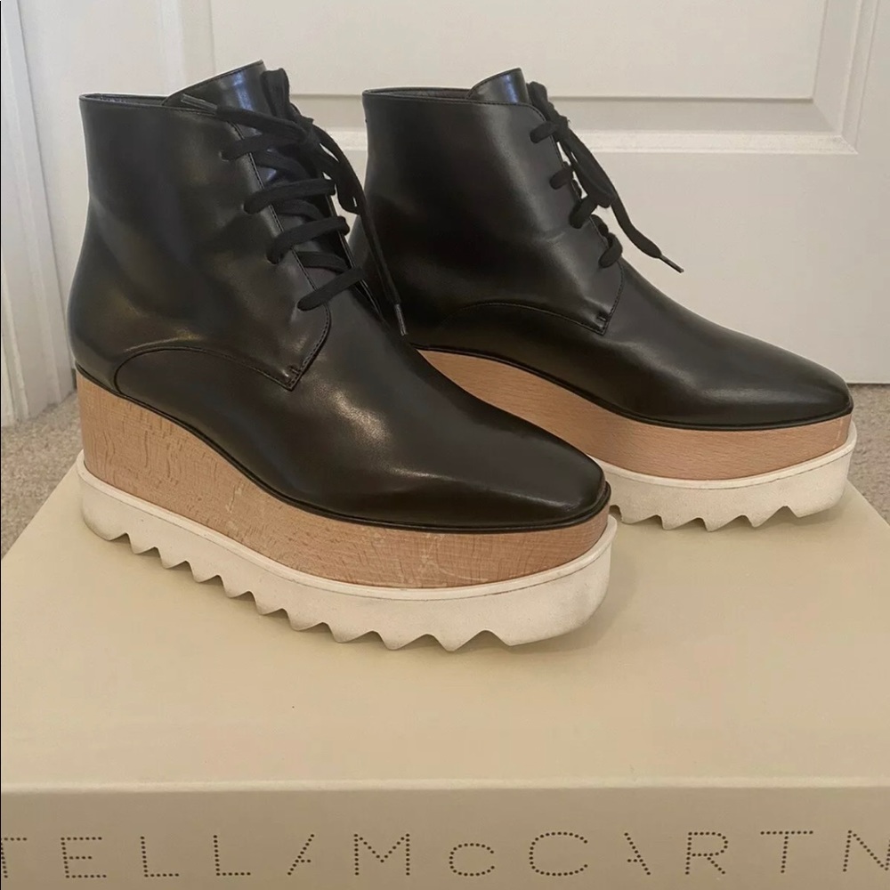 Women's Stella McCartney Black Elyse Platform Boots Size 36.5